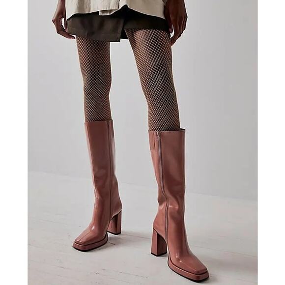 Free People Jeffrey Campbell Taysha Tall Boots Maximal Knee High Square Toe Pink - Picture 1 of 16